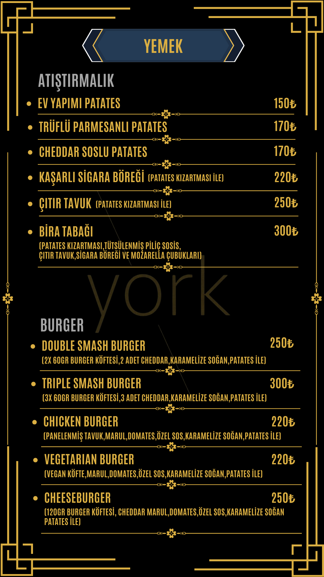 york-bahariye-menu